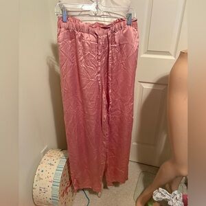 Silk House Pink Silk Wide-Leg lounge Pants runway item size M 100% silk